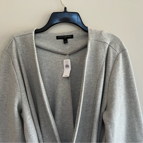 Banana Republic Pique Kit Cardigan Jacket Light Gray, Size L - Picture 4 of 9